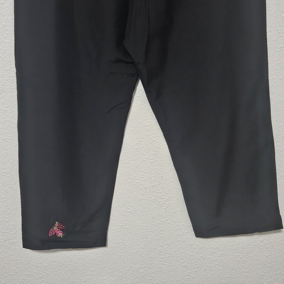 Alison Taylor silk blend embroidered fruits straight cropped pants size 12 - Picture 11 of 16